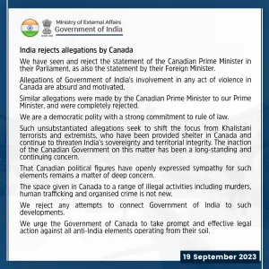 नई दिल्ली। कनाडा के प्रधानमंत्री जस्टिन ट्रूडो के एक बयान के बाद भारत और कनाडा के रिश्तों में तल्खी बढ़ गई है। भारत सरकार ने कनाडा के वरिष्ठ राजनयिक को पांच दिनों के अंदर देश छोड़ने का आदेश दिया है।