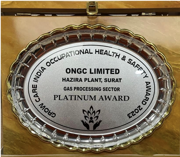 ONGC Hazira Plant has been conferred with the Platinum Award