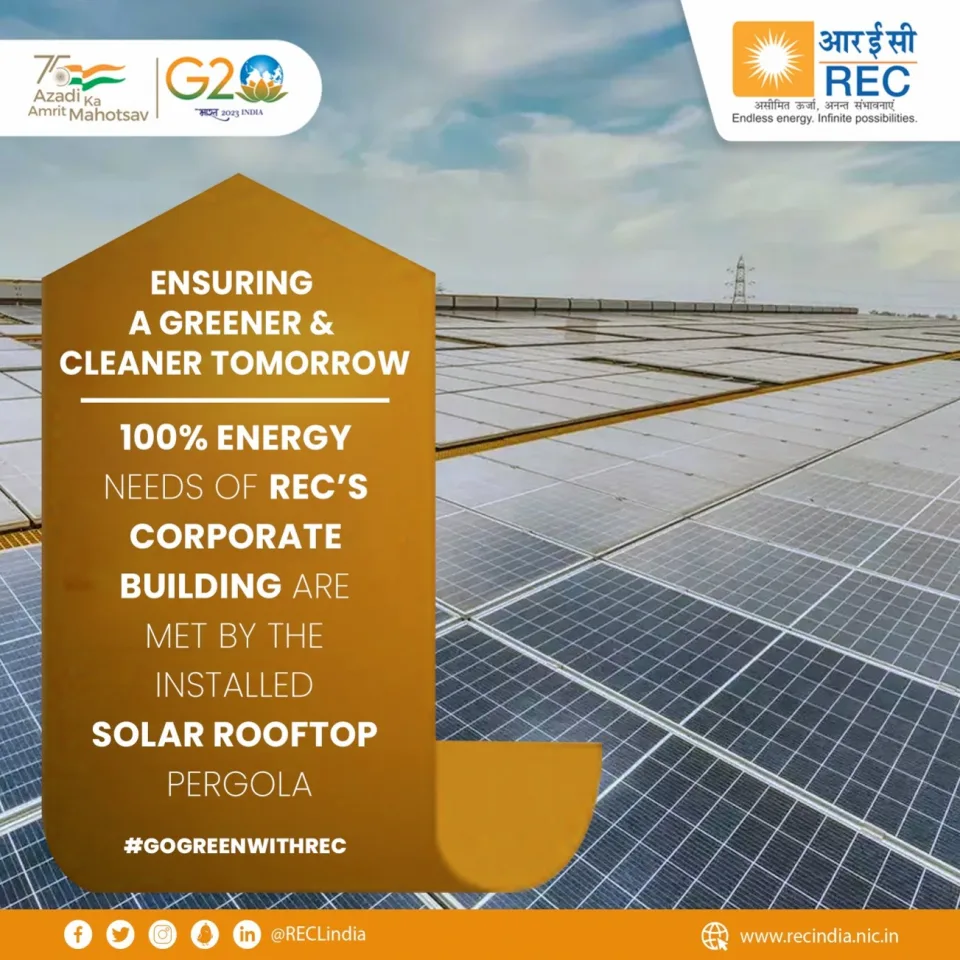 100% of the energy needs of REC office are met through the solar roof-top pergola