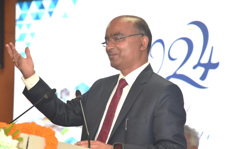 Sh. Nand Lal Sharma, CMD, SJVN addresses the employees during ‘Setting up of the priorities for the year 2024’ event