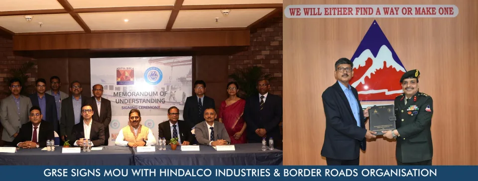 GRSE Forges Dual Strategic Alliances: Partners with Hindalco for Aluminium Procurement and Signs MoU with BRO for Modular Steel Bridge Development