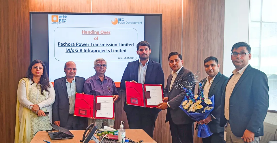 RECPDCL Hands Over Pachora Power Transmission SPV to G R Infraprojects Pvt Ltd