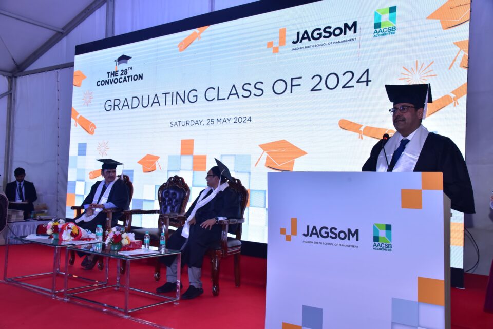 Supreet Sachdev - Office Managing Partner, KPMG Bangalore addressed the 28th Convocation of JAGSoM