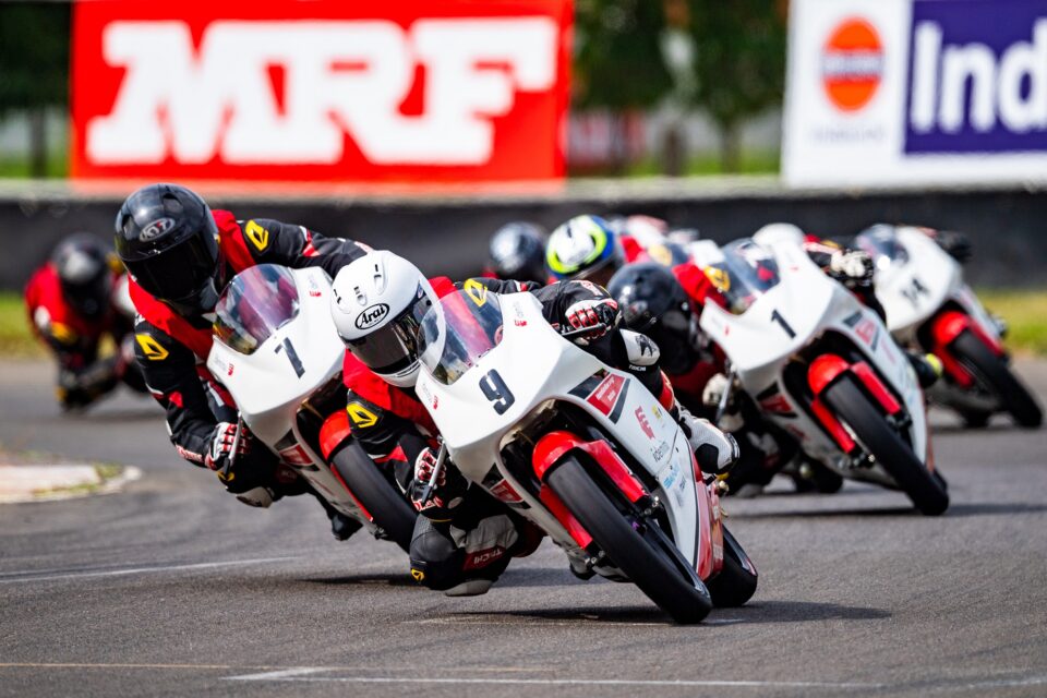 Mohsin Paramban Leads in Race 1 of Round 3 of 2024 IDEMITSU Honda India Talent Cup NSF250R in Chennai