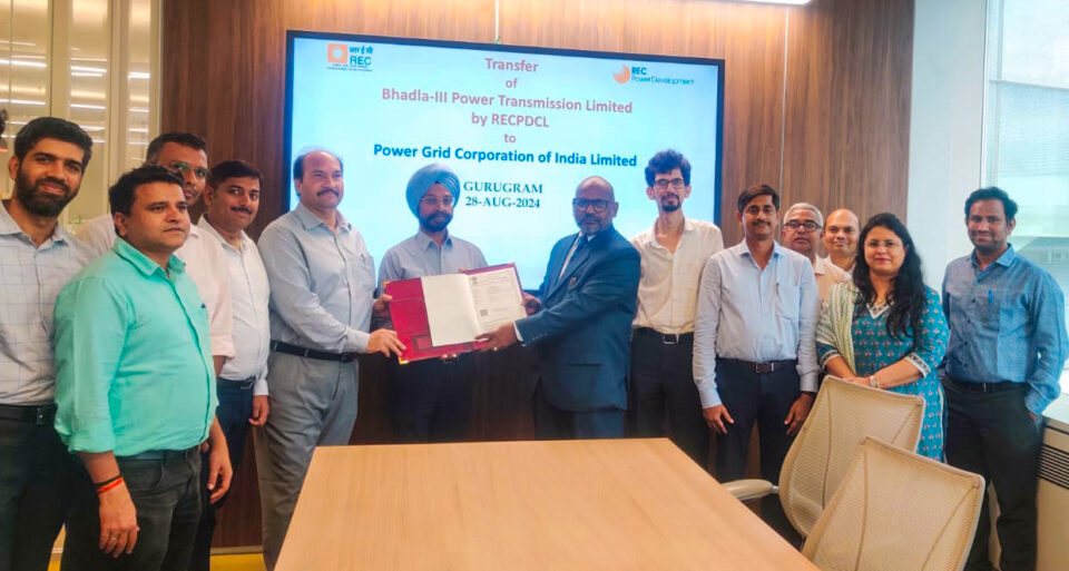RECPDCL Hands Over Bhadla-III Power Transmission Limited to M/s Power Grid Corporation