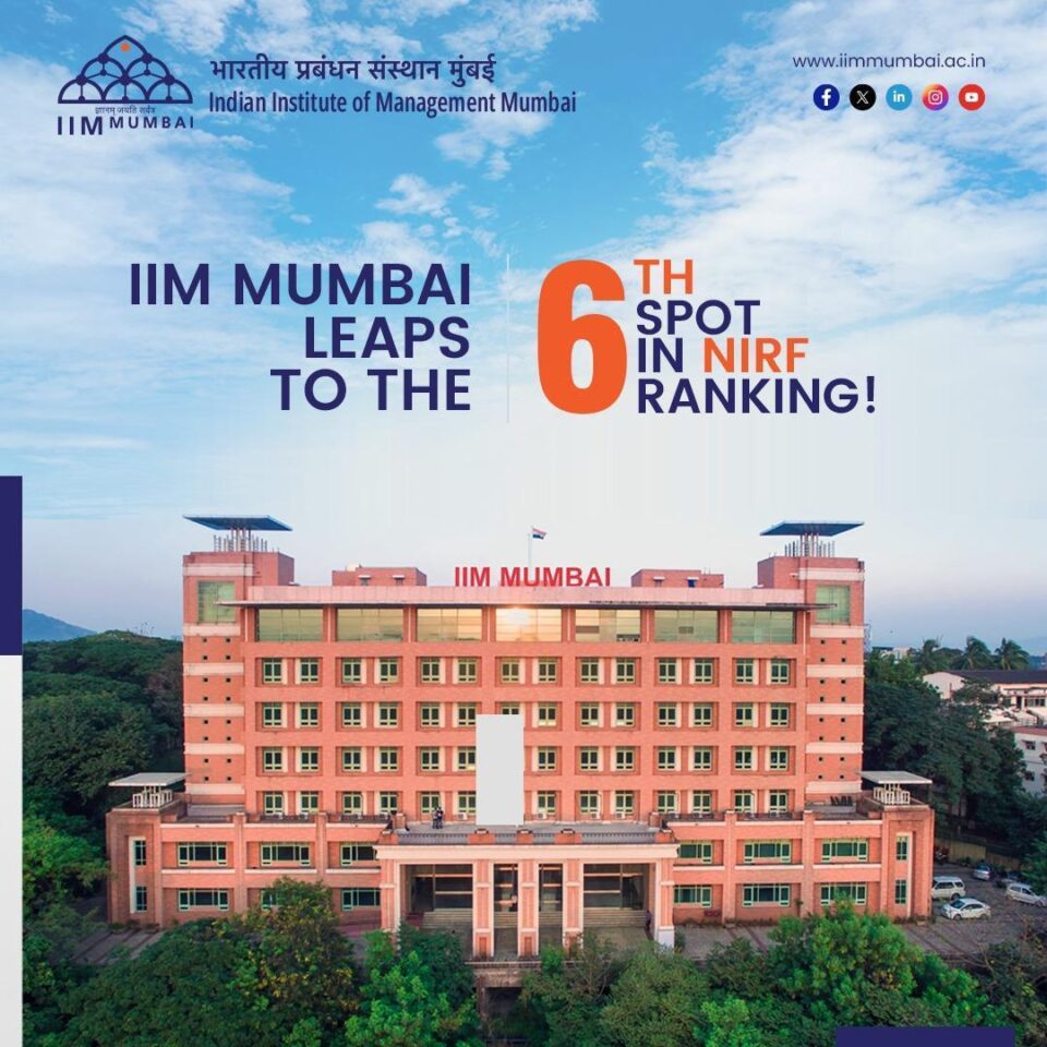 IIM Mumbai Soars to 6th Place in NIRF Rankings Within Its First Year as a Premier Management Institute