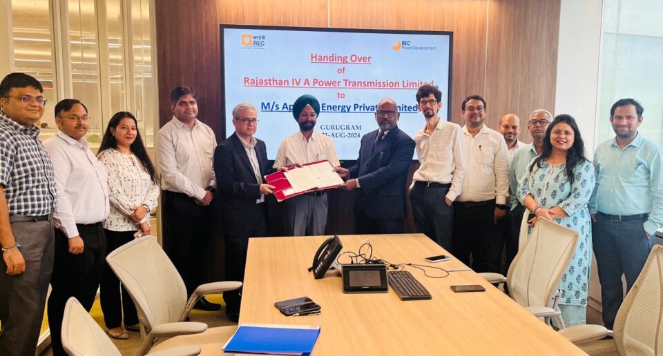 RECPDCL Hands Over Rajasthan IV-A Power Transmission Limited to M/s Apraava Energy Private