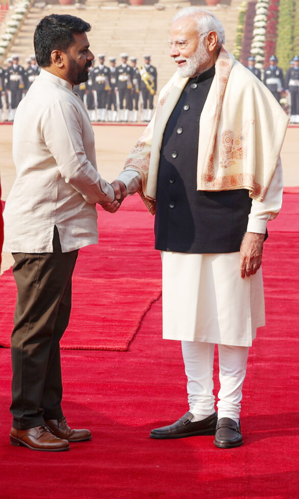 PM attends the Ceremonial welcome of the President of the Democratic Socialist Republic of Sri Lanka, Mr. Anura Kumara Disanayaka at Rashtrapati Bhawan, in New Delhi on December 16, 2024.
