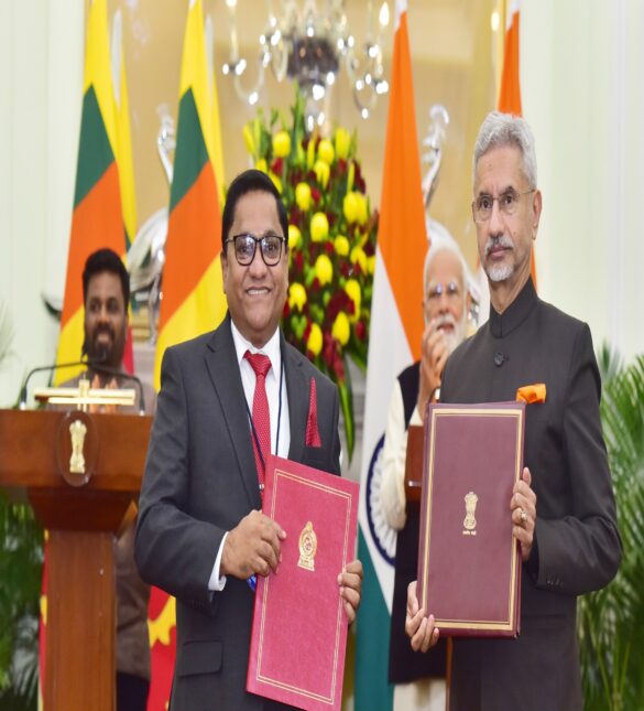 PM and the President of the Democratic Socialist Republic of Sri Lanka, Mr. Anura Kumara Dissanayake witnessing the Exchange of Agreements between India and Sri Lanka at Hyderabad House, in New Delhi on December 16, 2024.