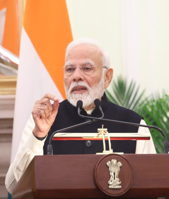 PM addressing at Press Statements in Hyderabad House, New Delhi on December 16, 2024.