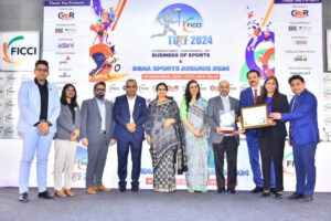 IndianOil  conferred with the Best Corporate Promoting Sports Development (Public) award at the FICCI Indian Sports Awards 2024.
