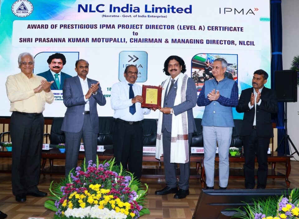 CMD NLCIL awarded with IPMA Project Director (level A) certificate