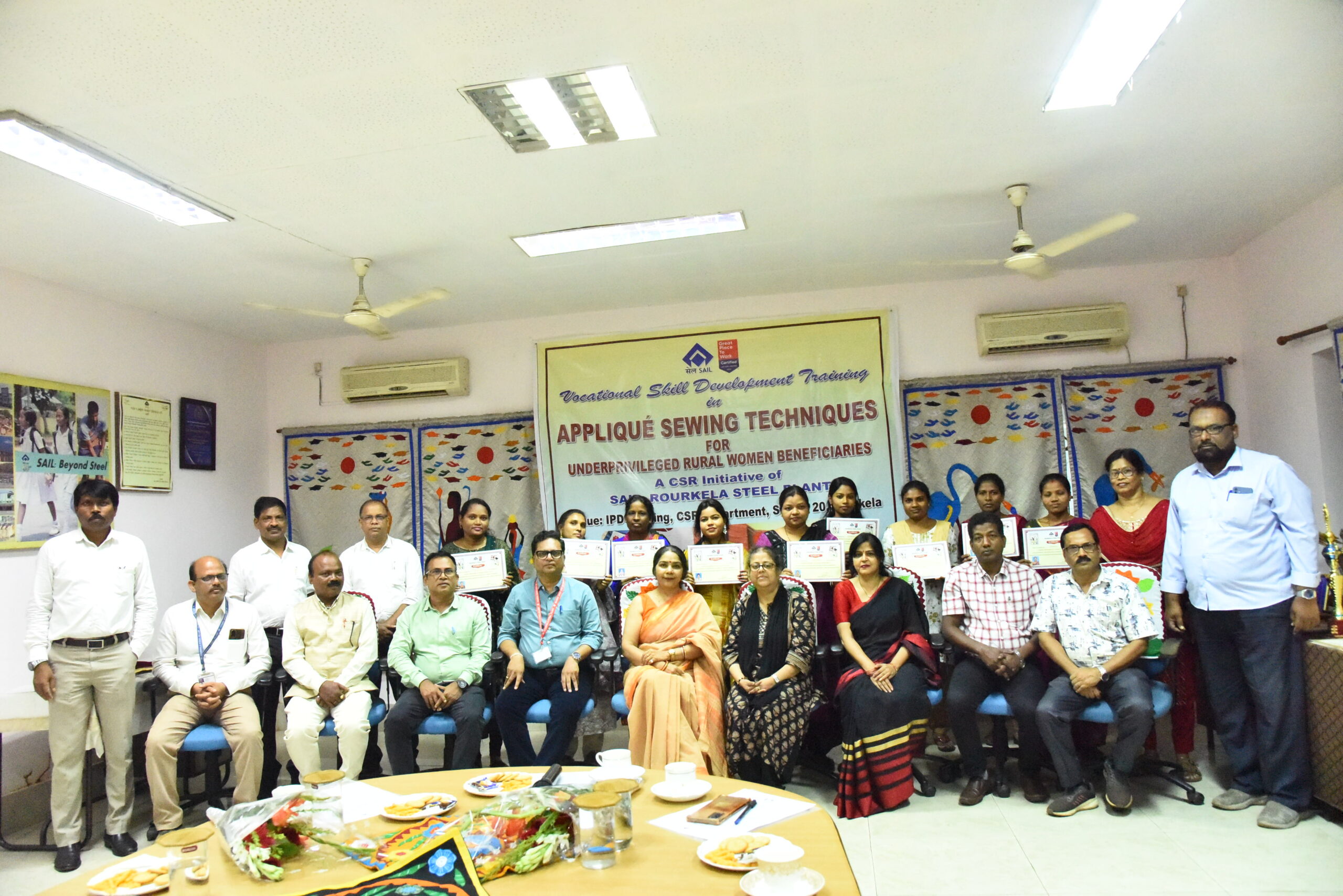Ten underprivileged peripheral women successfully complete Appliqué Work training organized by Rourkela Steel Plant