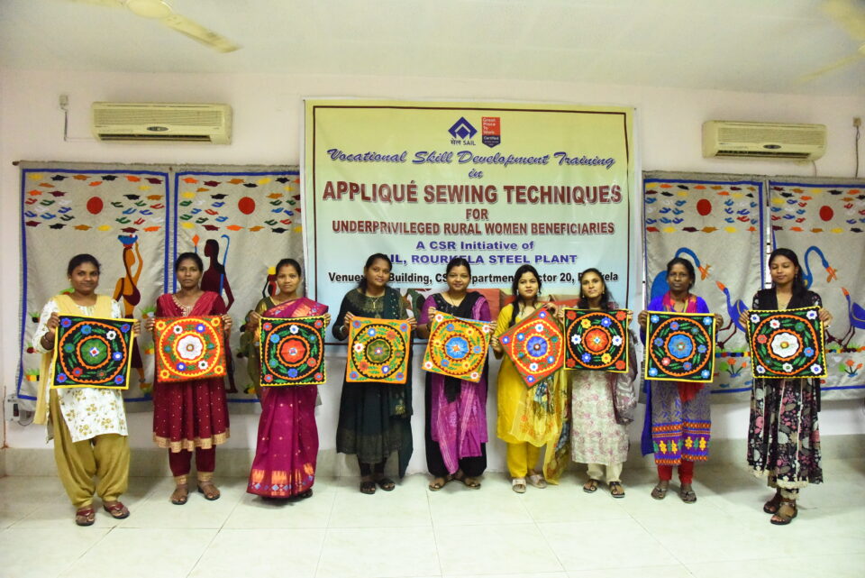 Ten underprivileged peripheral women successfully complete Appliqué Work training organized by Rourkela Steel Plant