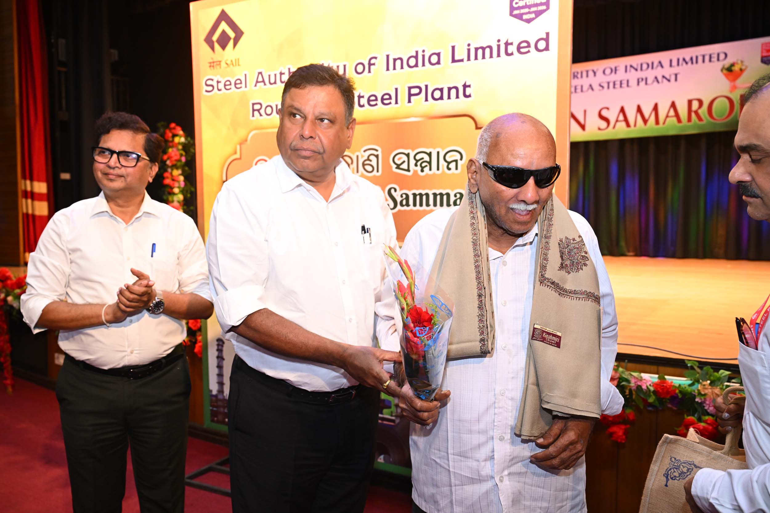 ‘Ispat Bindhani’ award presented by Rourkela Steel Plant to former employees