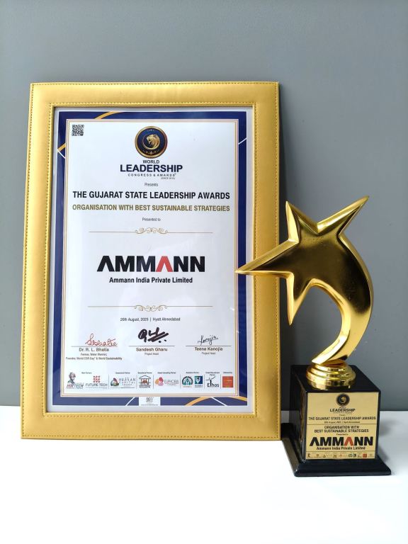 Ammann India Honoured for ‘Best Sustainable Strategies’ at Gujarat State Leadership Awards 2025