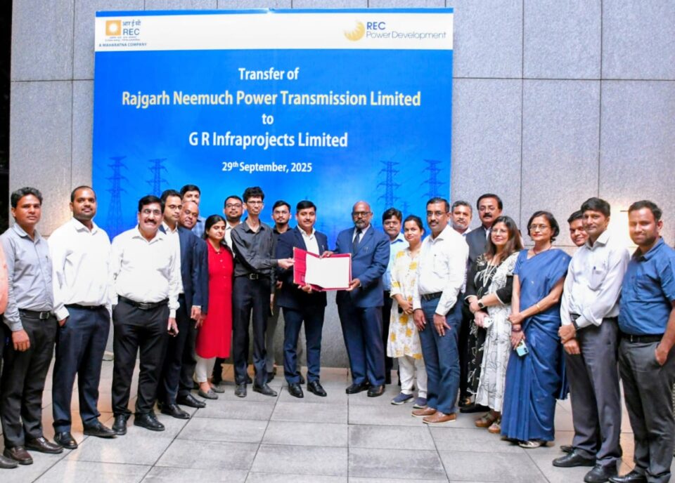 RECPDCL Handovers Rajgarh Neemuch Power Transmission SPV to G R Infraprojects Limited