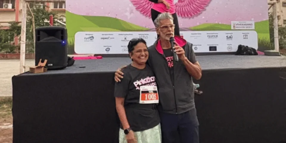 Vivekanand Education Society Hosts Milind Soman’s Pinkathon Promotional Event Highlighting the Grandmother’s 10K Run Initiative