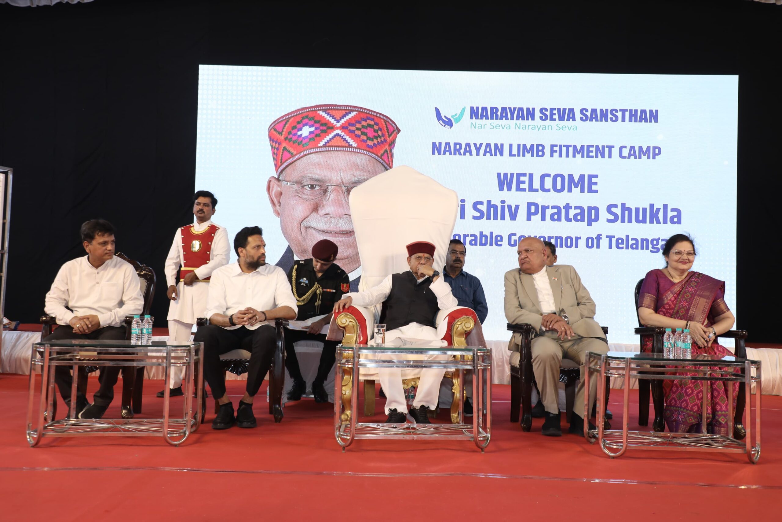 Narayan Seva Sansthan limb fitment camp Hyderabad Telangana Governor
