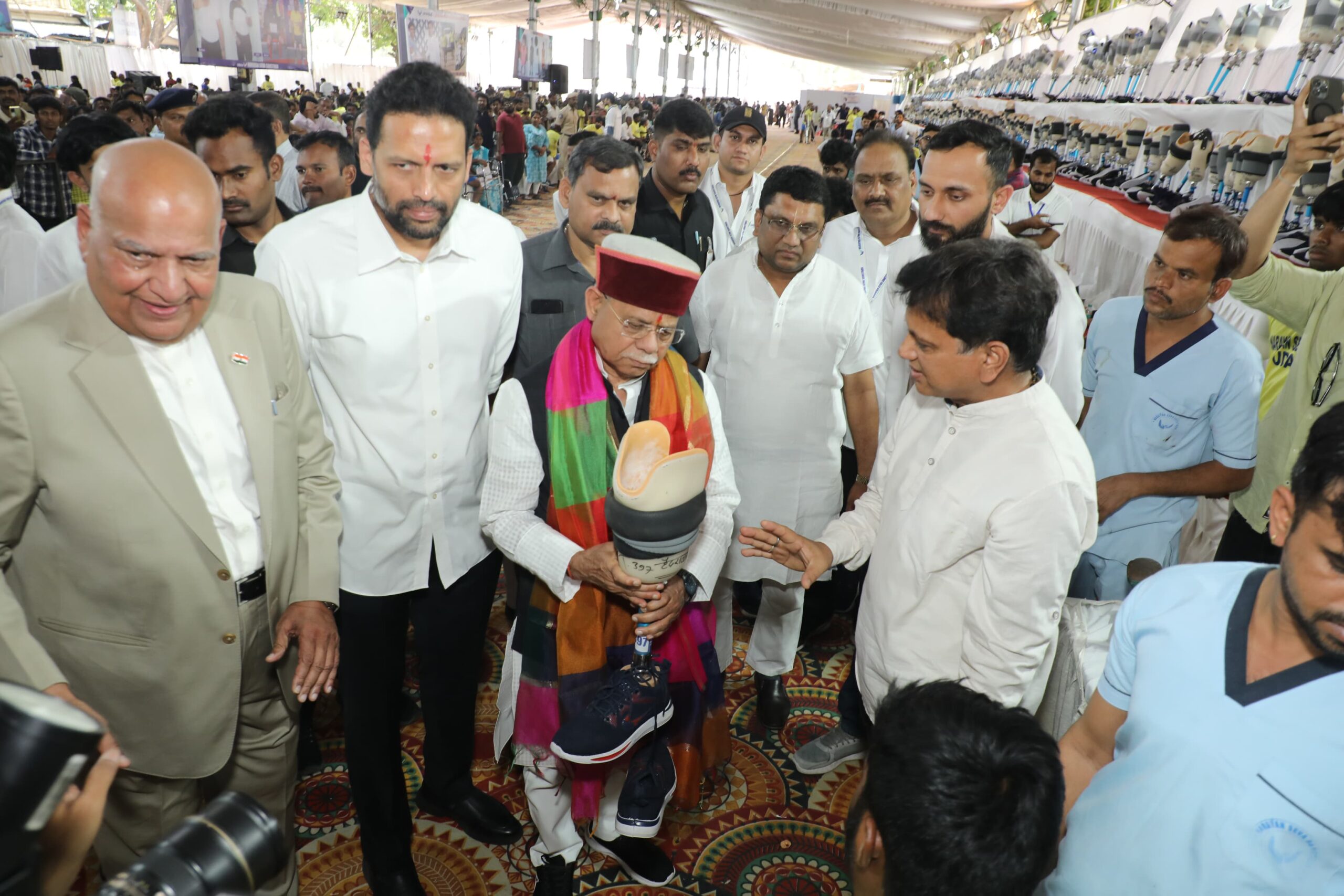 Narayan Seva Sansthan limb fitment camp Hyderabad Telangana Governor