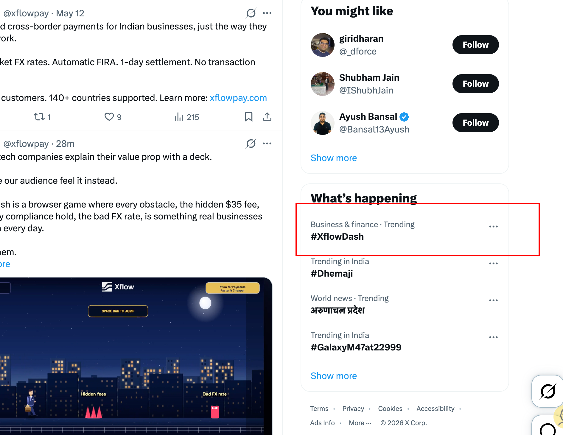 Xflow #XflowDash cross-border payments campaign